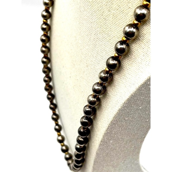Vintage Silver & Gold Tone Beaded Necklace - Picture 4 of 7
